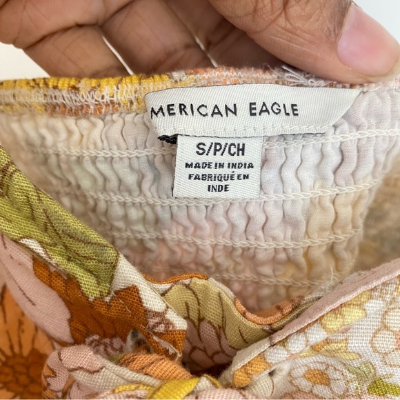 AE - Linen blend Floral Cropped Top - size S petite - Picture 12 of 14